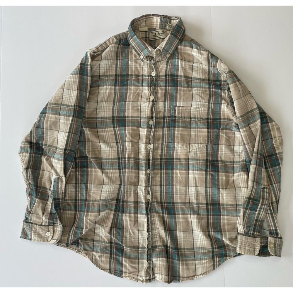 L.L. Bean Northwoods Women's Medium Plaid Button‎ Down Shirt 100% Cotton